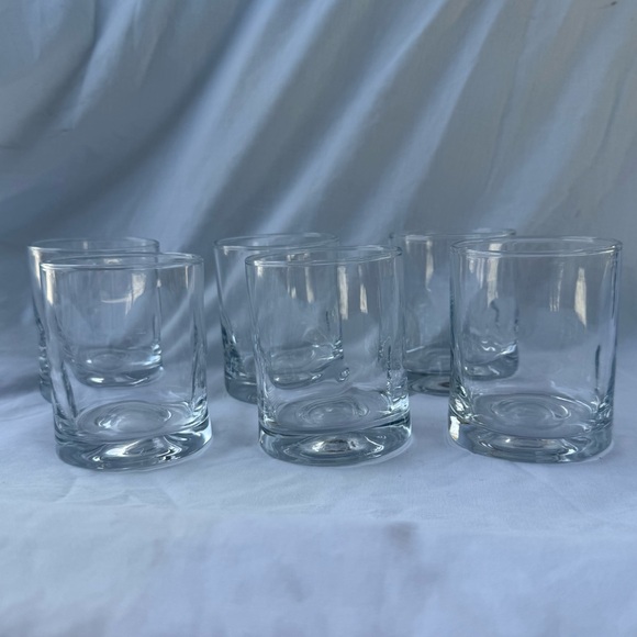 Clear Cylindrical Pinch Glasses or Dimple Glasses Lowball Glass Set of 8 - Picture 1 of 9